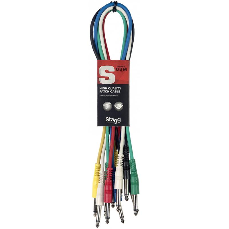 Stagg SPC060 E, kabely propojovací 6X JACK/JACK, 0,6m