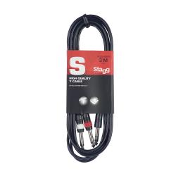 Stagg SYC1/PS2P E, kabel 2x mono JACK/stereo JACK, 1m